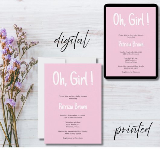 Oh Meisje Blauw Baby shower Kaart