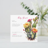 Oh Meisje Cactus Baby shower Square Kaart (Staand voorkant)