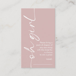 Oh Meisje Dusty Roos Luier Raffle Baby shower Informatiekaartje