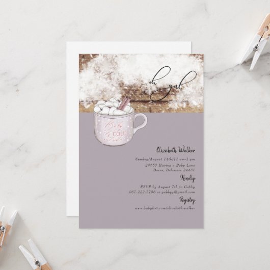 Oh Meisje Hete Chocolade Rustieke Baby Het Is Koud Kaart (Voorkant / Achterkant in situ)