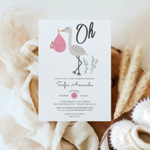 Oh meisje minimalistisch Baby shower Kaart