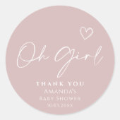 Oh meisje minimalistisch modern Baby shower Ronde Sticker (Voorkant)
