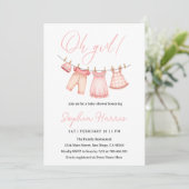 Oh meisje roze Baby shower Kaart (Staand voorkant)