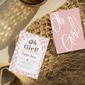 Oh meisje! Roze geruit | Gingham | BABY SHOWER Kaart