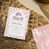 Oh meisje! Roze geruit | Gingham | BABY SHOWER Kaart
