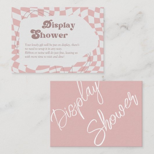 Oh meisje! Roze geruit | Gingham Display Douche Informatiekaartje (Voorkant / Achterkant)