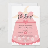 Oh Meisje Roze Jurk Baby shower Kaart (Voorkant)