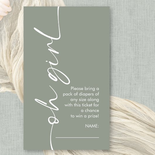 Oh Meisje Sage Luier Raffle Baby shower Informatiekaartje