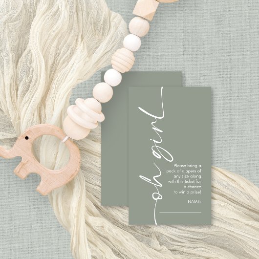 Oh Meisje Sage Luier Raffle Baby shower Informatiekaartje