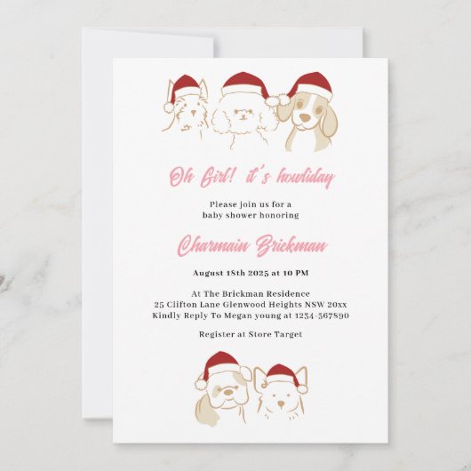 Oh Meisje Schattigee Puppy Kerstvakantie Baby show Kaart (Voorkant)