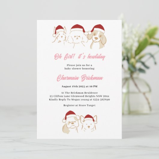 Oh Meisje Schattigee Puppy Kerstvakantie Baby show Kaart (Staand voorkant)