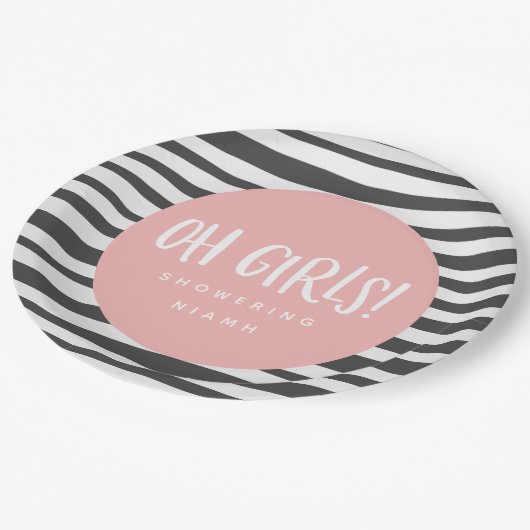 Oh meisjes, baby shower-tweeling-servetten papieren bordje (Gekanteld)