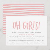 Oh meisjes tweelinguitnodiging in baby shower feestdagenkaart (Voorkant / Achterkant)