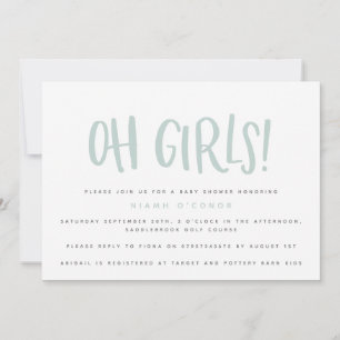 Oh meisjes twin baby shower uitnodiging