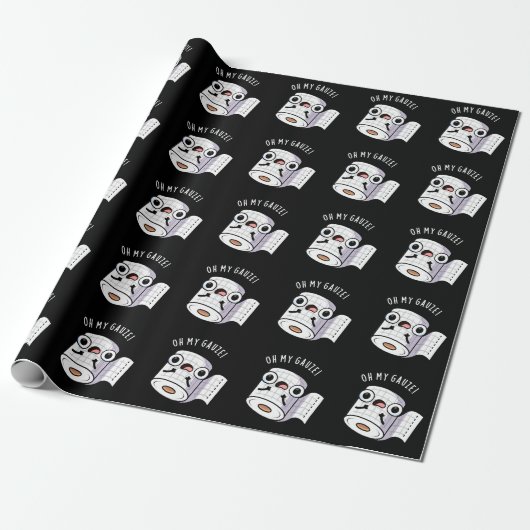 Oh Mijn Gaas Grappige Eerste Hulp Pun Donkere BG Cadeaupapier (Uitgerold)