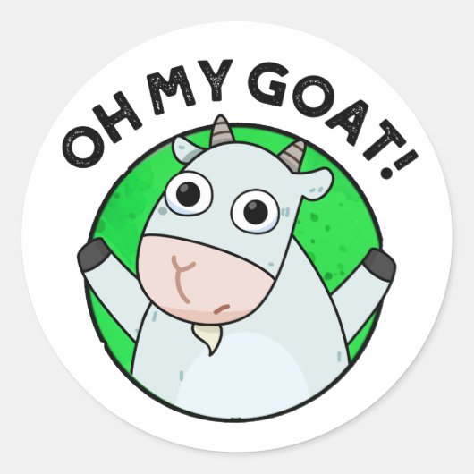 Oh mijn geit Funny Animal Pun Ronde Sticker (Voorkant)
