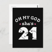 Oh mijn god, ze is 21 jaar oud briefkaart (Voorkant / Achterkant)