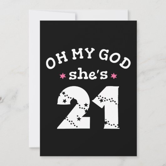 Oh mijn god, ze is 21 jaar oud kaart (Voorkant)