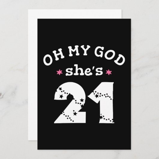 Oh mijn god, ze is 21 jaar oud kaart (Voorkant / Achterkant)
