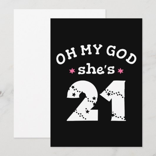 Oh mijn god zij is 21 jaar oud kaart (Voorkant / Achterkant)