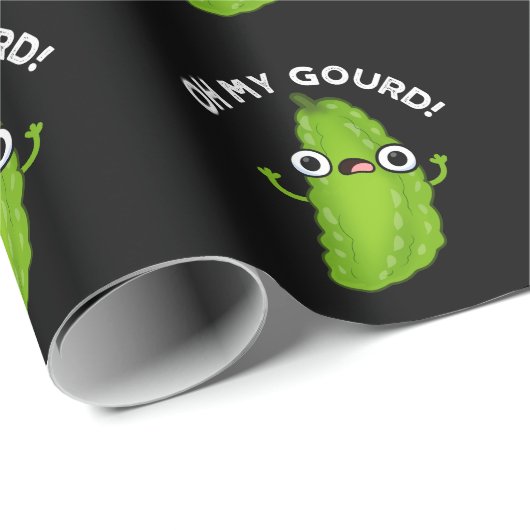 Oh Mijn Gourd Funny Veggie Pun Dark BG Cadeaupapier (Rol Hoek)