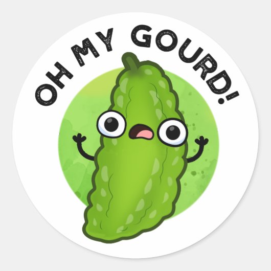 Oh Mijn Gourd Funny Veggie Pun Ronde Sticker (Voorkant)