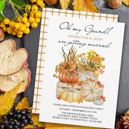 Oh Mijn Gourd Pumpkin Thanksgiving Engagement Part Kaart
