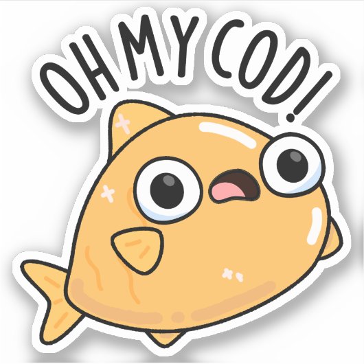 Oh mijn kabeljauw grappige vis woordspeling sticker (Voorkant)