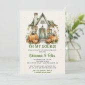 Oh mijn kalebas! Housewarming Halloween Party Kaart (Staand voorkant)