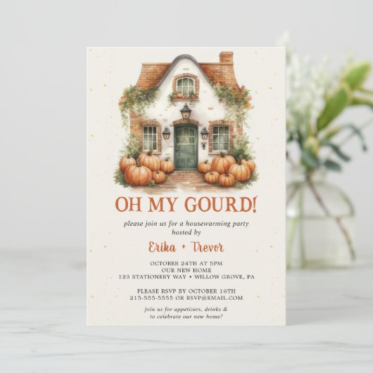 Oh mijn kalebas! Housewarming Party Halloween Part Kaart (Staand voorkant)