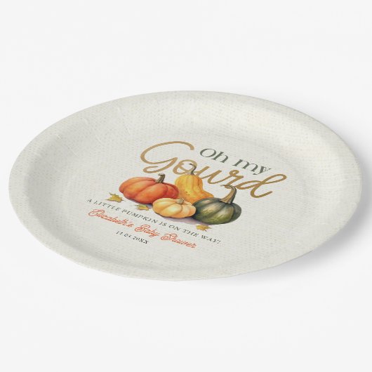 Oh mijn kalebas kleine pompoen Baby shower Papieren Bordje (Gekanteld)