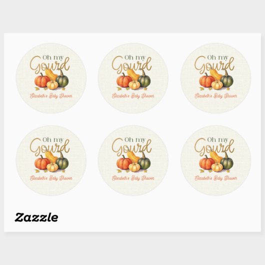 Oh mijn kalebas kleine pompoen Baby shower Ronde Sticker (Vel)