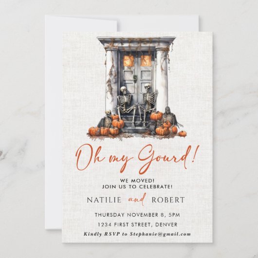 Oh mijn kalebas pompoen skelet Housewarming Party Kaart (Voorkant)