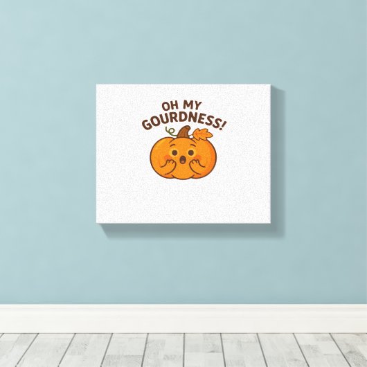 Oh, mijn schunnigheid! – Verrast pompoen Kawaii Ar Canvas Afdruk (Insitu (Houten vloer))