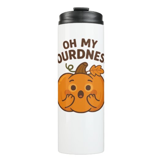 Oh, mijn schunnigheid! – Verrast pompoen Kawaii Ar Thermosbeker (Voorkant)
