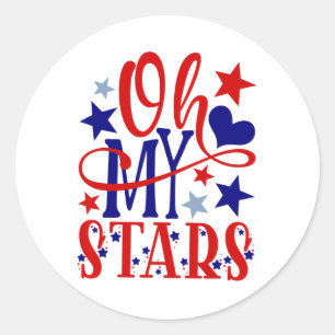 Oh mijn sterren Vuurwerk 4 juli Onafhankelijkheids Ronde Sticker