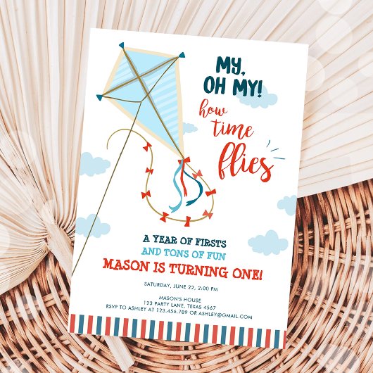 Oh mijn tijd vliegt op Kite Summer Boy eerste verj Kaart