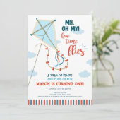 Oh mijn tijd vliegt op Kite Summer Boy eerste verj Kaart (Staand voorkant)