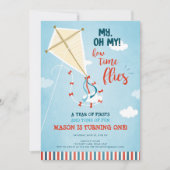 Oh mijn tijd vliegt op Kite Summer Boy eerste verj Kaart (Voorkant)