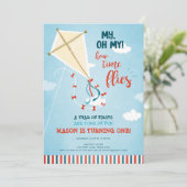 Oh mijn tijd vliegt op Kite Summer Boy eerste verj Kaart (Staand voorkant)