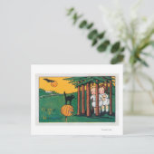 Oh mijn tis Halloween Black Cat Scaring Kinderen Briefkaart (Staand voorkant)