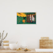 Oh mijn tis Halloween Black Cat Scaring Kinderen Poster (Keuken)