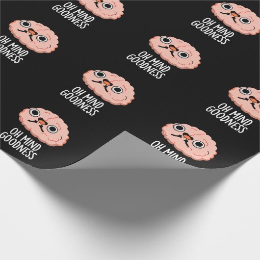 Oh Mind Goodness Funny Brain Pun Dark BG Cadeaupapier (Hoek)