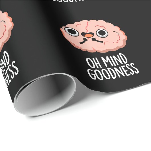 Oh Mind Goodness Funny Brain Pun Dark BG Cadeaupapier (Rol Hoek)
