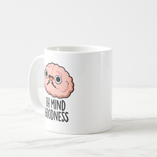 Oh Mind Goodness Funny Brain Pun Koffiemok (Voorkant links)