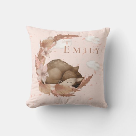 Oh, mooie Deer & Clouds Stars Nursery Throw Pillo Kussen (Voorkant)