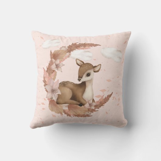 Oh, mooie Deer & Clouds Stars Nursery Throw Pillo Kussen (Achterkant)