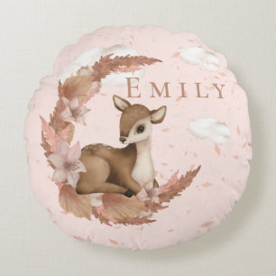 Oh, mooie Deer & Clouds Stars Nursery Throw Pillo Rond Kussen