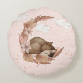 Oh, mooie Deer & Clouds Stars Nursery Throw Pillo Rond Kussen (Achterkant)