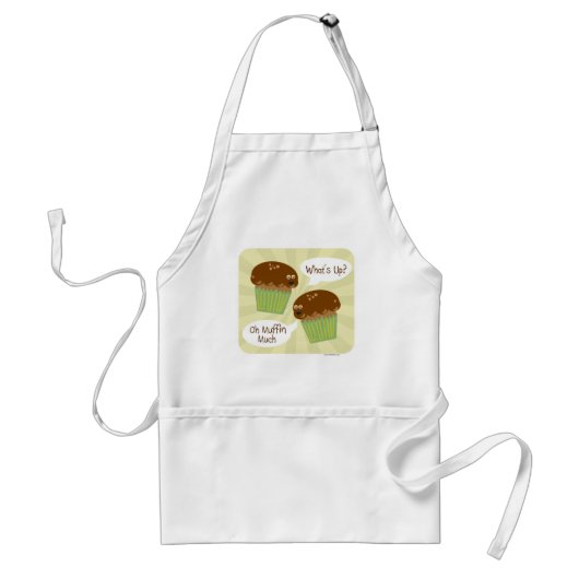 Oh Muffin Much Funny Breakfast Cartoon Art Standaard Schort (Voorkant)